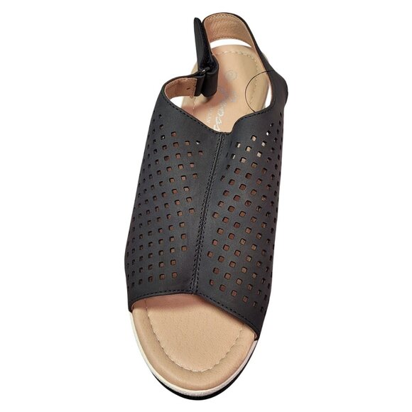 Jeossy Women's Platform Peep Toe Wedge High Heel Sandals Black Size 8 - Picture 5 of 12